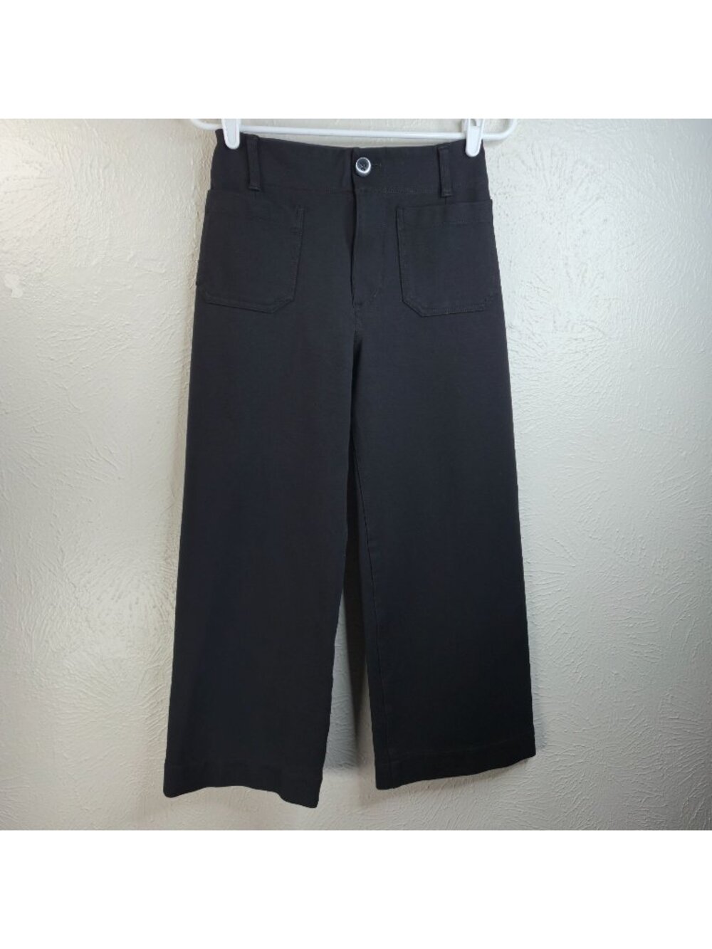 Maeve Colette Wide Leg Pants 26 Black High Rise Minimalist Crop Gauchos Trousers